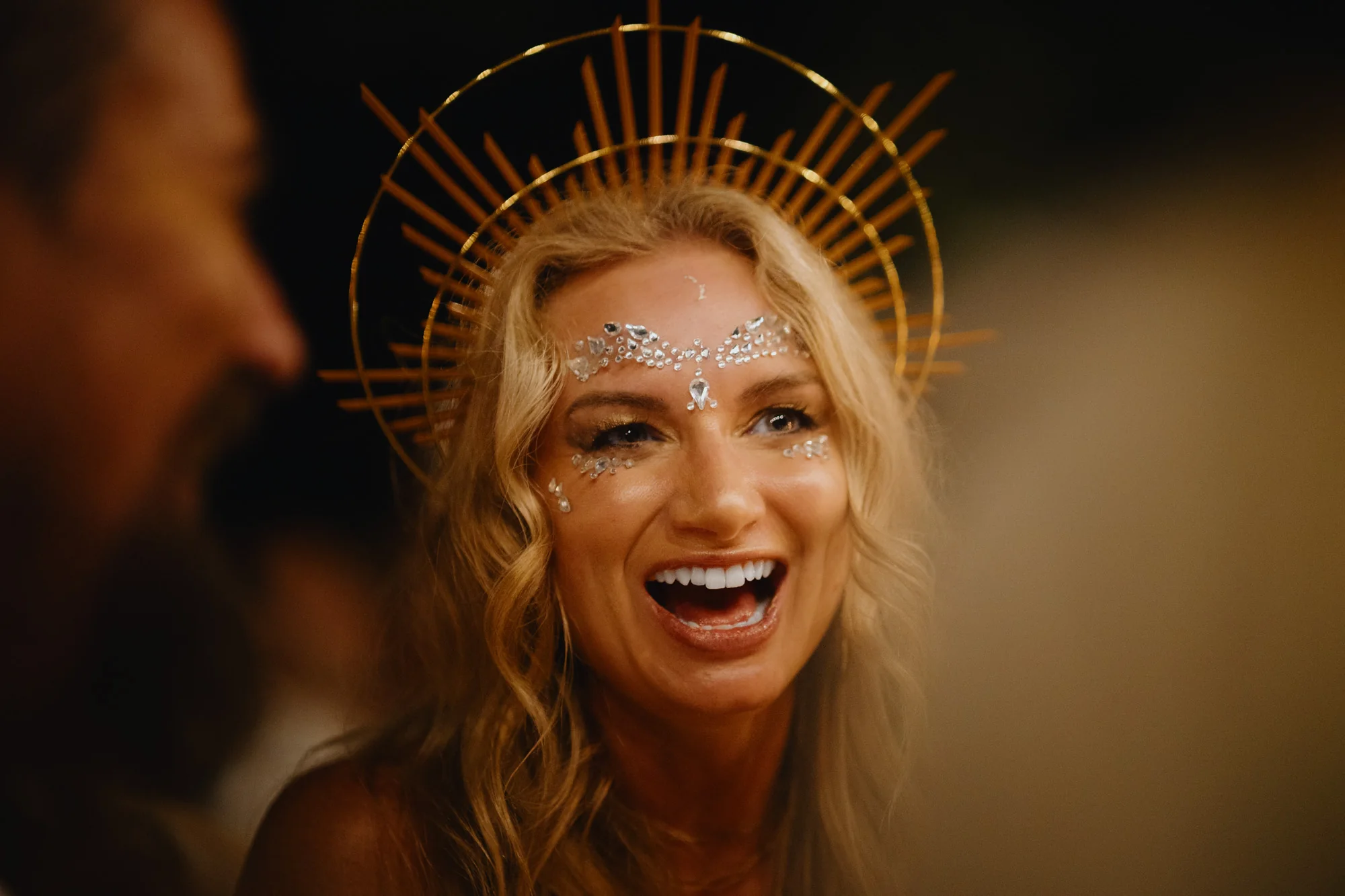 Guest smiling during an evening event