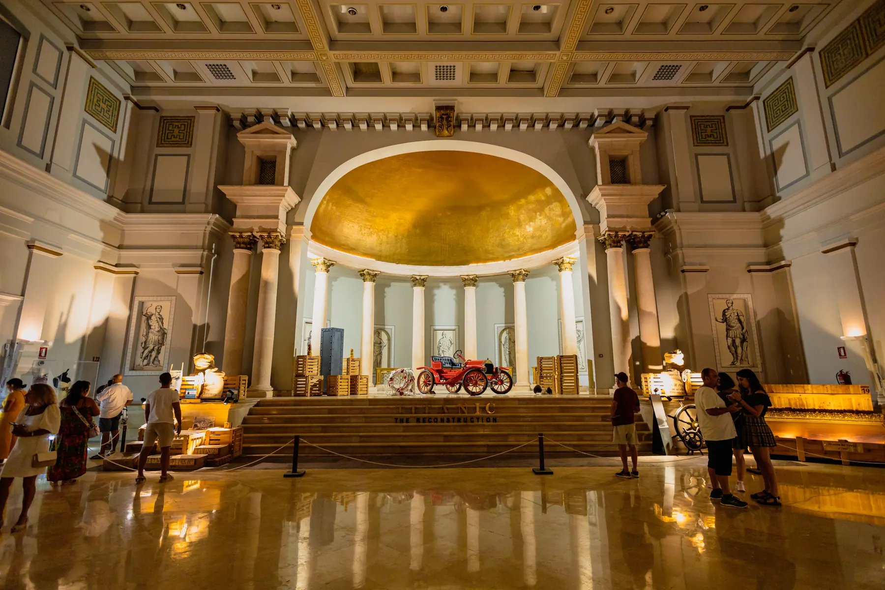 Guests gathered in a grand hall during an event