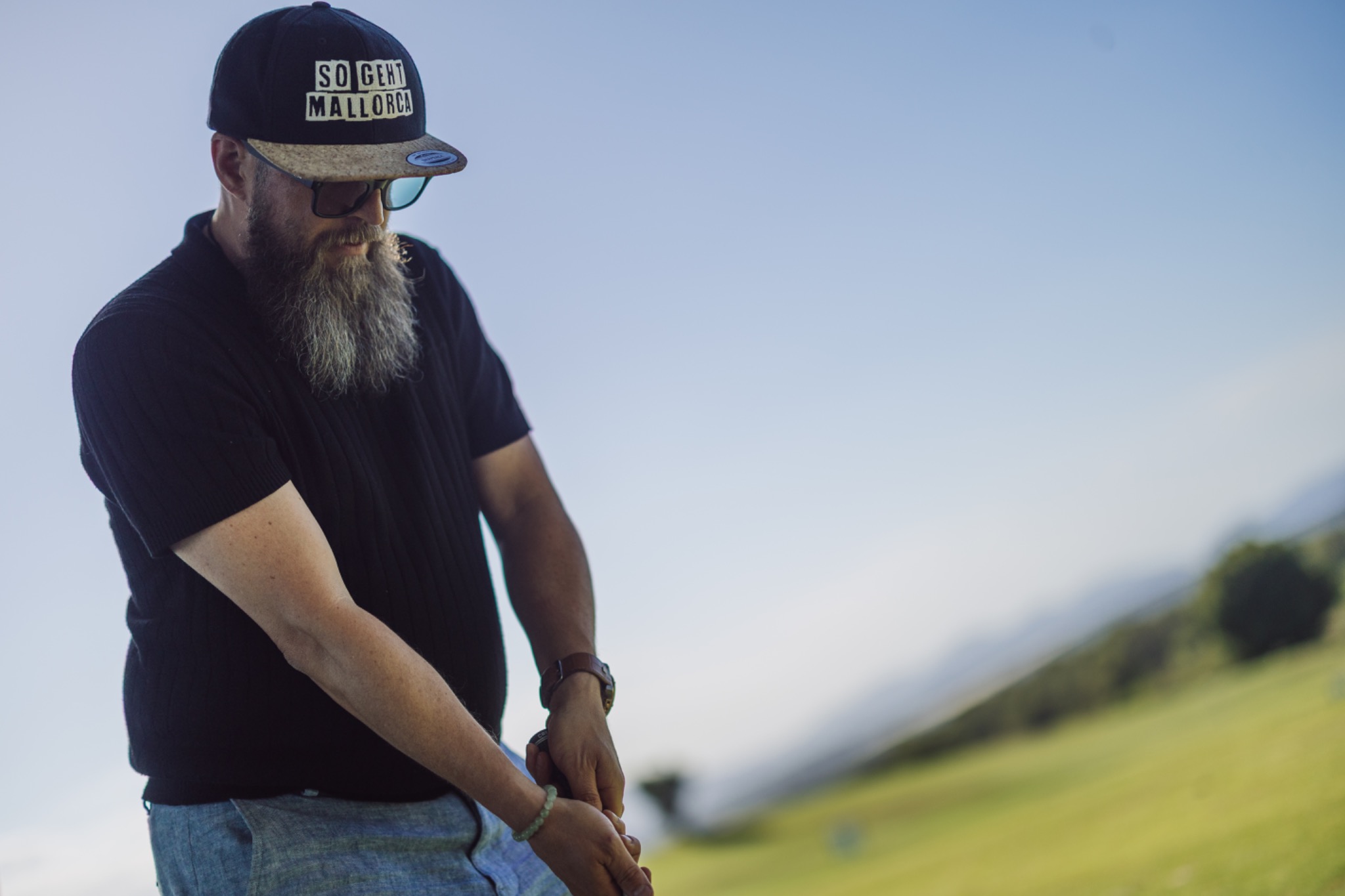 A participant concentrating during the outdoor activity