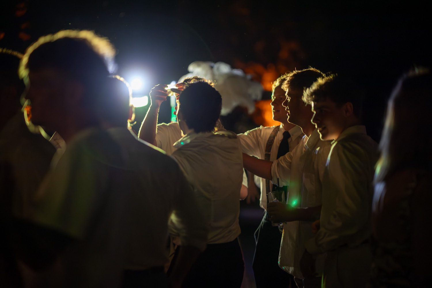 Guests dancing together late in the evening.