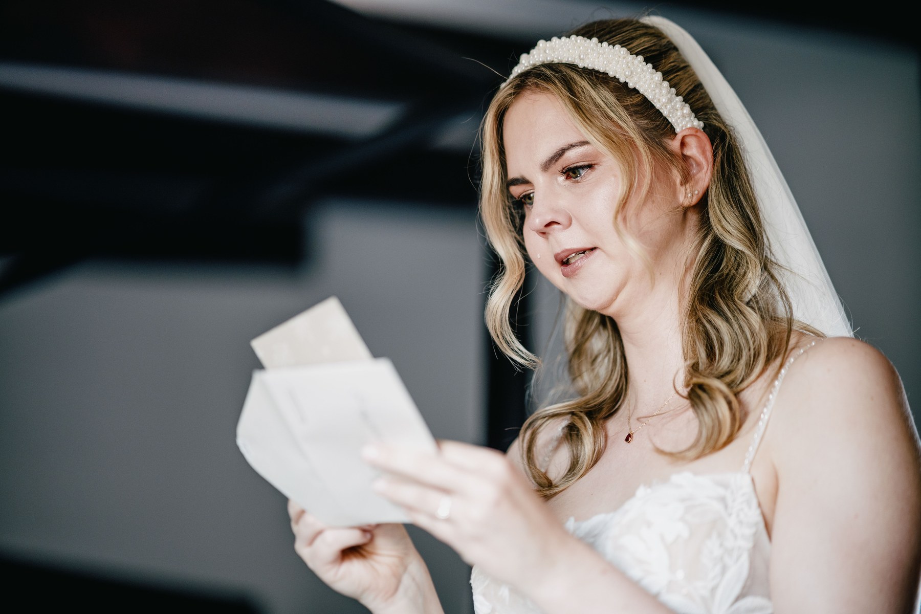 Annarina reading a letter before the ceremony.